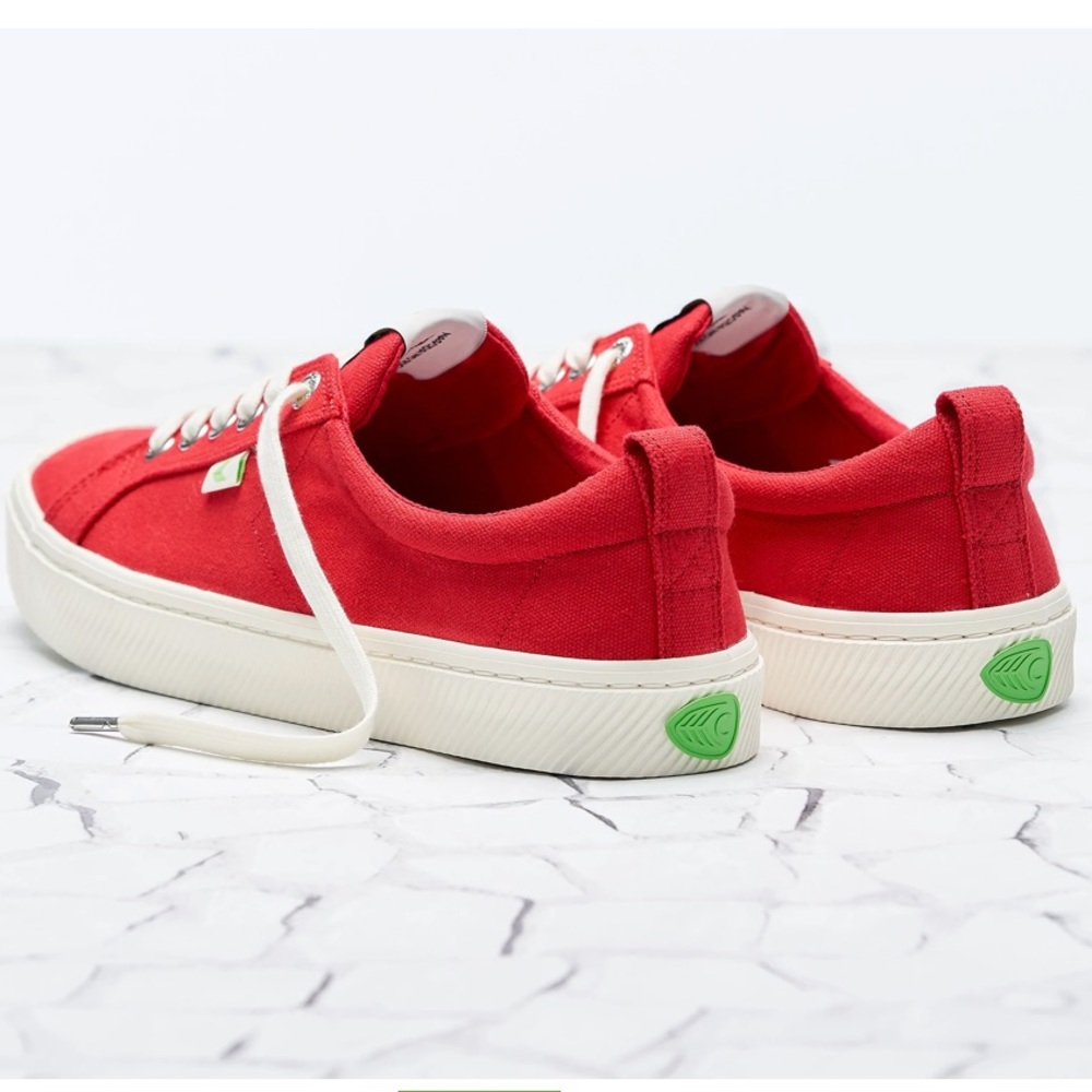 Cariuma Red Canvas Low-Top Sneakers with White Soles